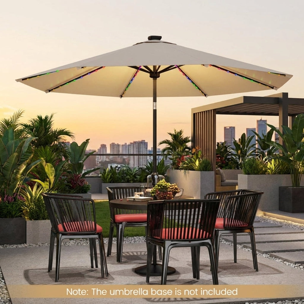 Biotree 10 ft Market Patio Umbrella with Crank and Tilt, 8 Sturdy Ribs, Vented Canopy - Beige for Backyard