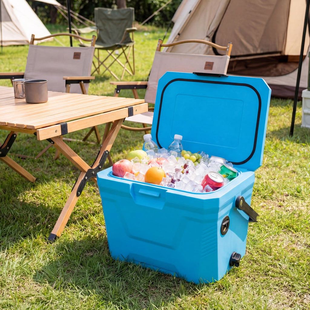 Biotree 21 Qt Insulated Portable Cooler Hard Shell Ice Chest with 2 Cup Holders, Blue