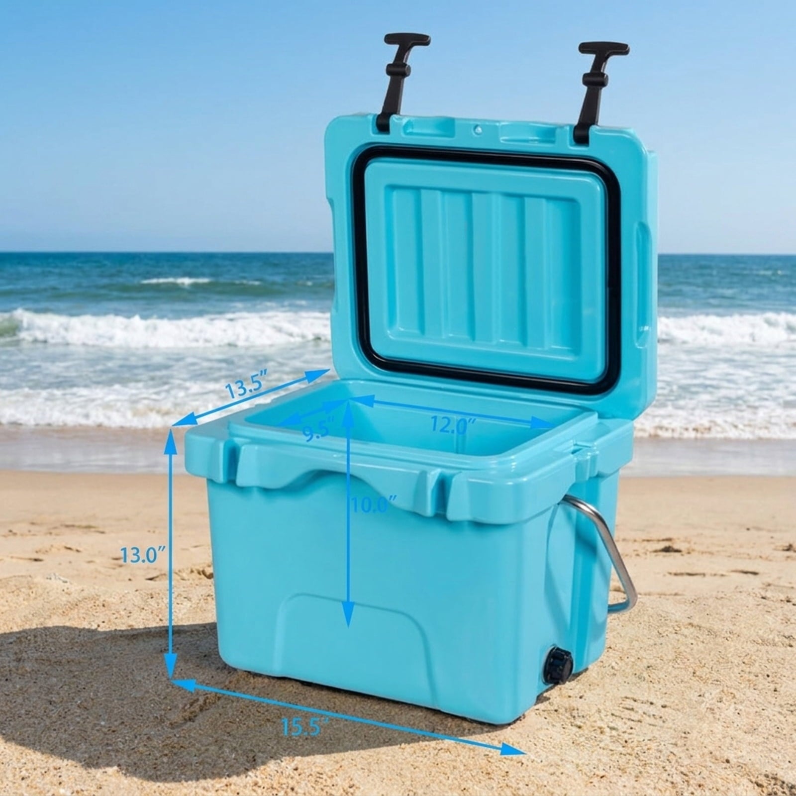Biotree 16 Quart 24 Can Capacity Portable Insulated Ice Cooler with 2 Cup Holders, Blue