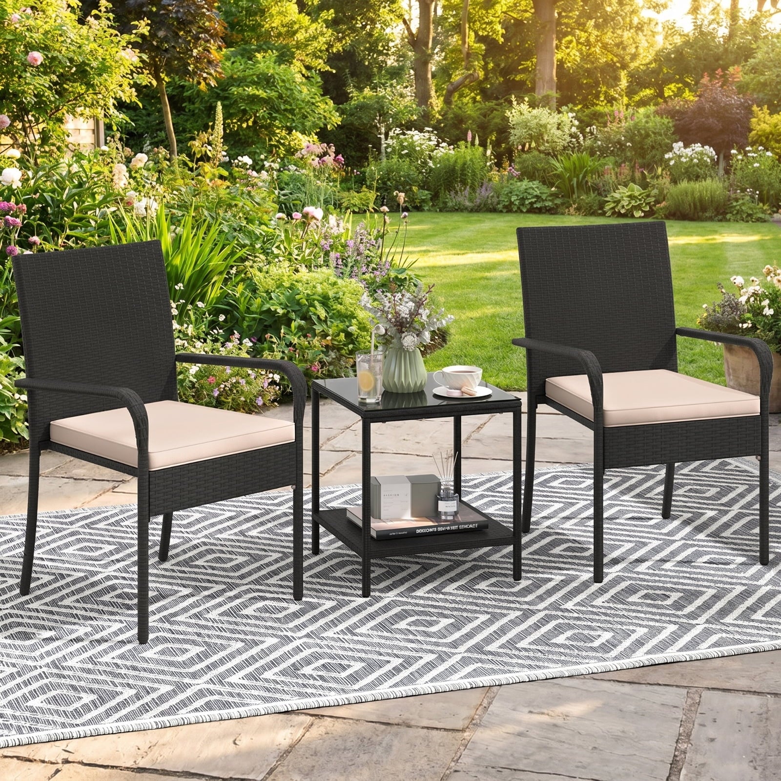 Biotree Set of 1 Outdoor Acacia Wood Benches 2-3 People Backless Garden Front Benches with Metal Frame-1 PieceBrown