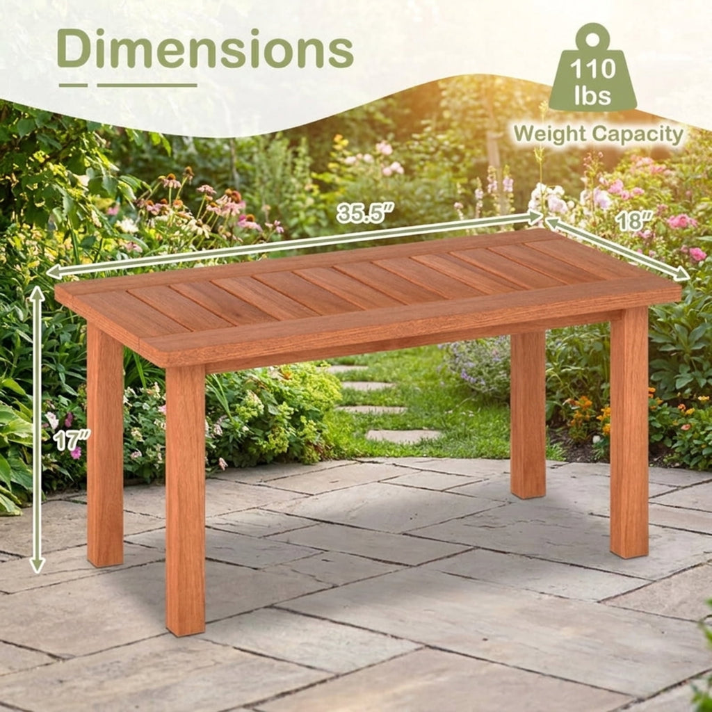 Biotree Patio Coffee Table with Slatted Tabletop for Deck Poolside, Natural