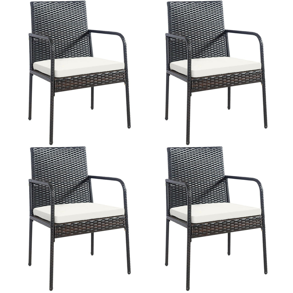 Biotree 4-Piece Patio Wicker Rattan Dining Chair Set with Cushions