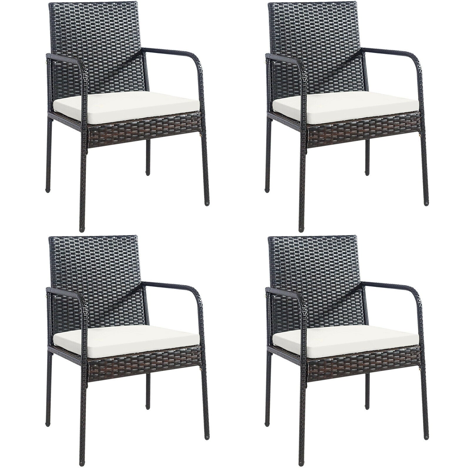 Biotree 4-Piece Patio Wicker Rattan Dining Chair Set with Cushions
