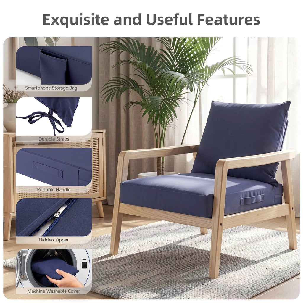 Biotree Outdoor Seat Cushions for Chairs,Waterproof Fade-Resistant Patio Furniture Replacement Cushions with Removable Cover,Blue