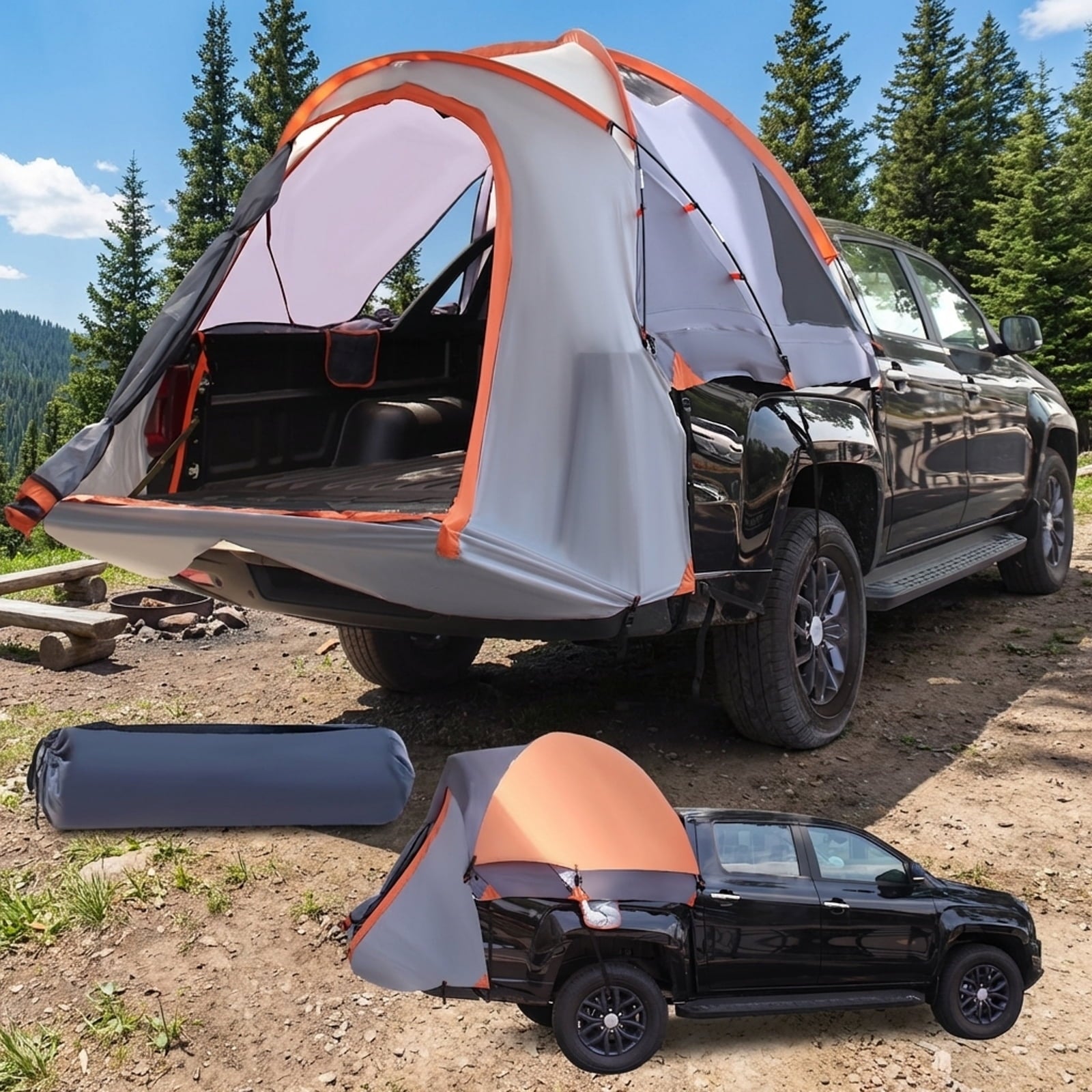 Biotree 2 Person Portable Pickup Truck Bed Tent with Carry Bag for Outdoor Camping Adventures