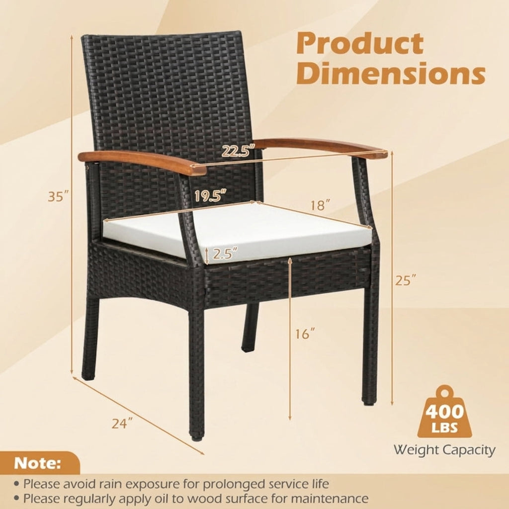 Biotree Patio Wicker Chair Set of 2 with Soft Zippered Cushion Stackable Patio Chair for Garden BackyardMix brown