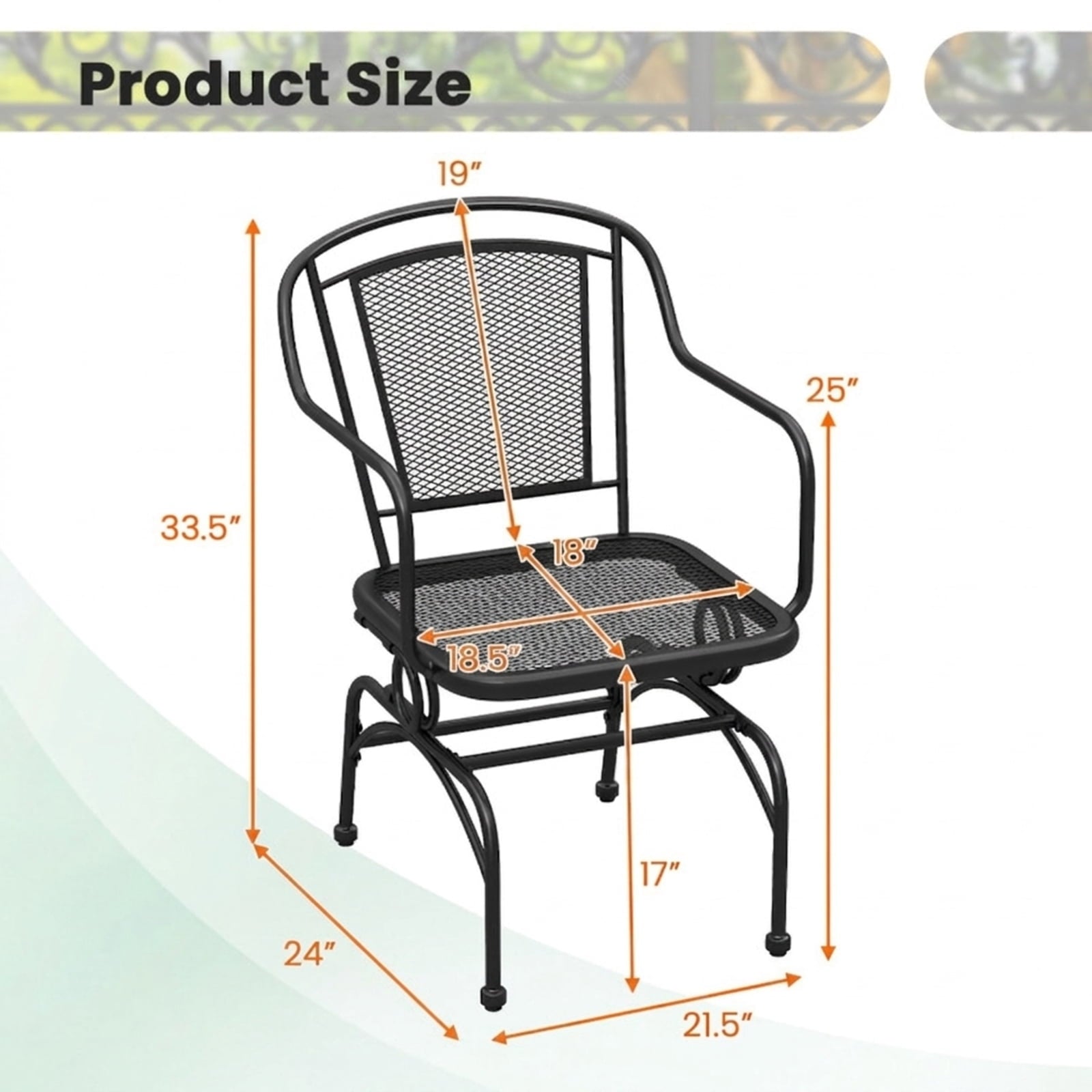 Biotree Outdoor Rocking Chair Set of 2 with Mesh Backrest and Seat for Yard Stackable Patio Chair for Garden BackyardBlack