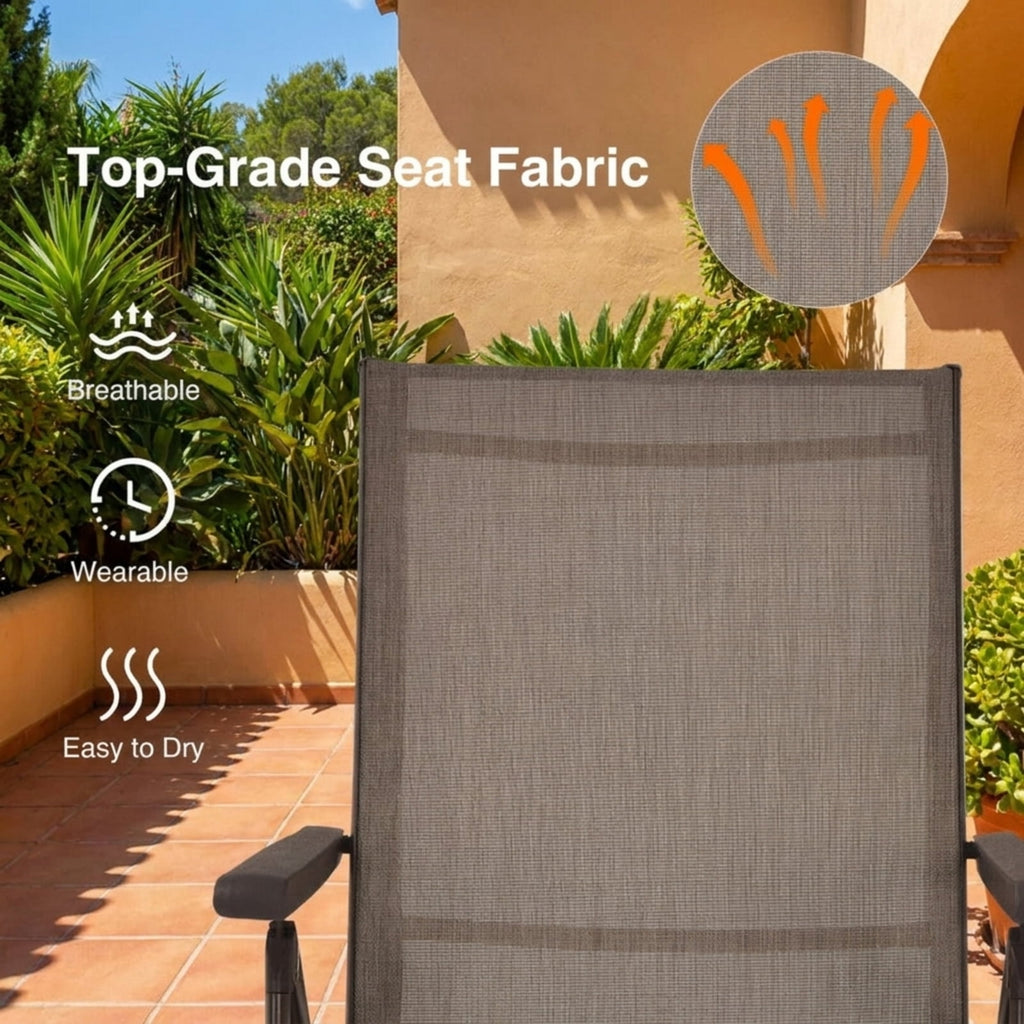 Biotree 2 Pieces Foldable Chaise Lounge Chair with 2-Position Footrest Stackable Patio Chair for Garden BackyardBrown
