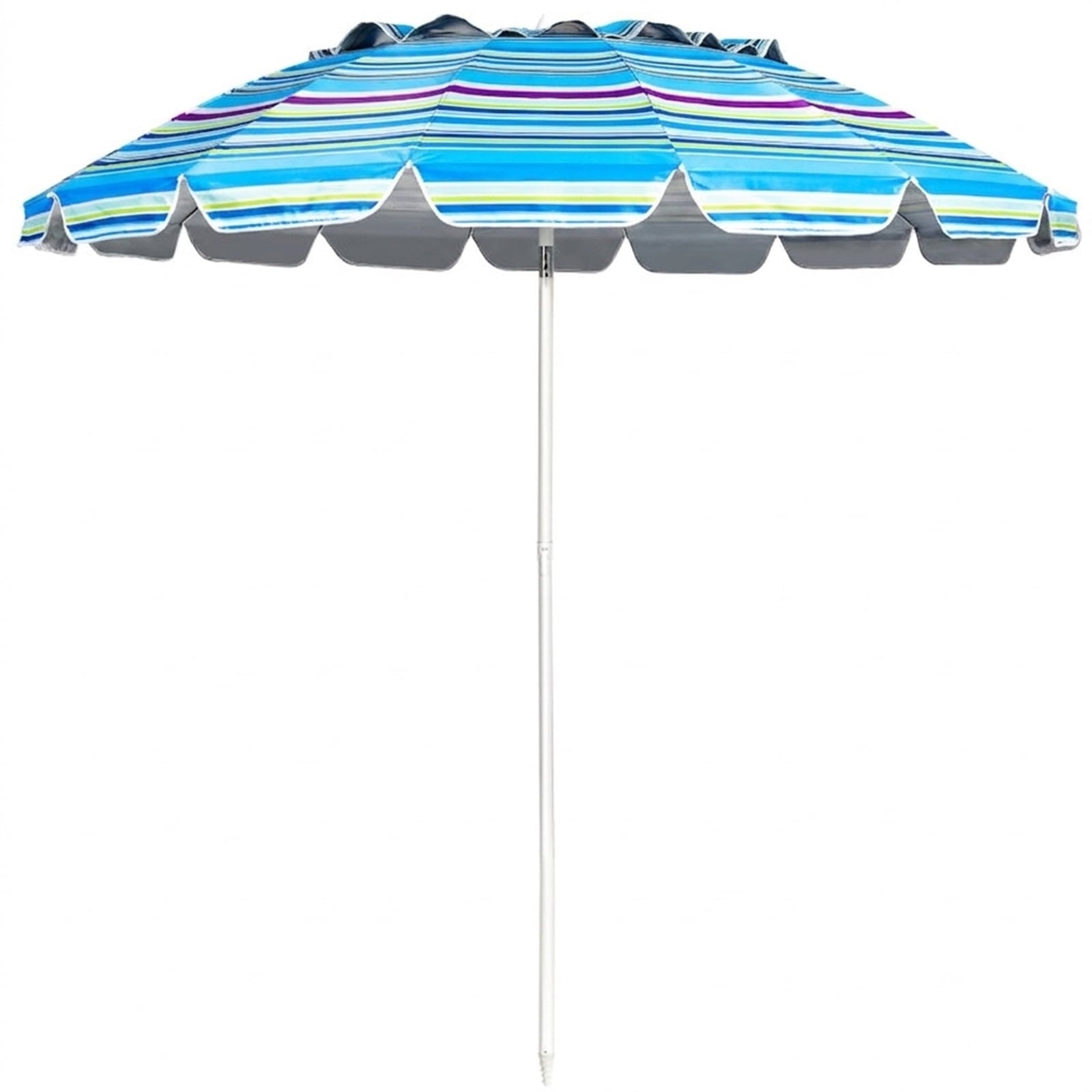 Biotree 8.0 ft Portable Beach Umbrella with Carrying Bag, 16 Ribs, Sand Tilt Mechanism - Blue for Backyard