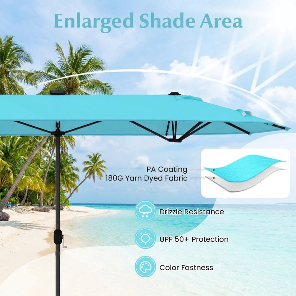 Biotree 13 ft Cantilever Patio Umbrella Offset Hanging with Cross Base, 8 Ribs - Multicolor for Backyard