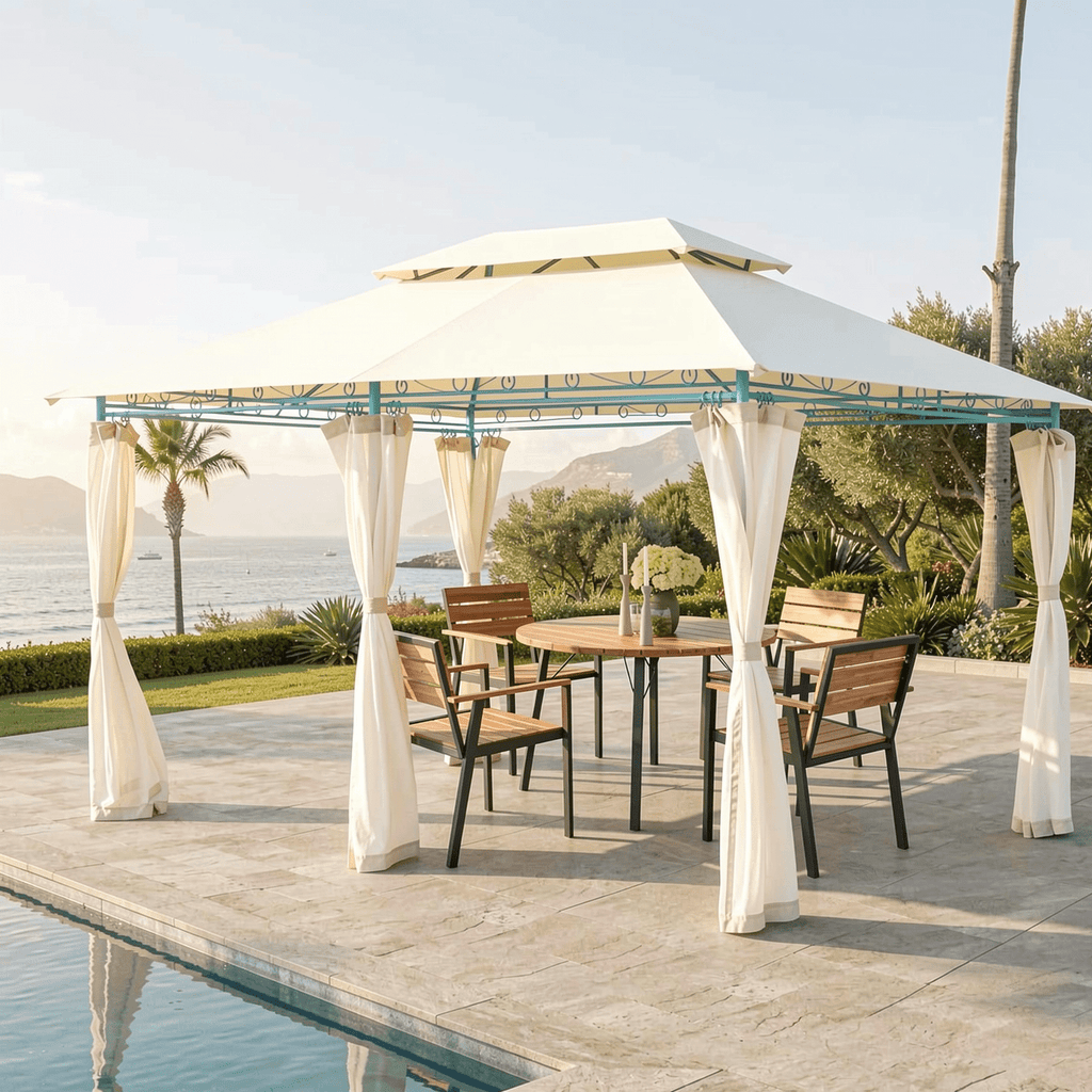 Biotree 10 Feet x 13 Feet Tent Canopy Shelter with Removable Netting Sidewall Beige - Outdoor Patio Backyard Garden Shade Canopy Shelter