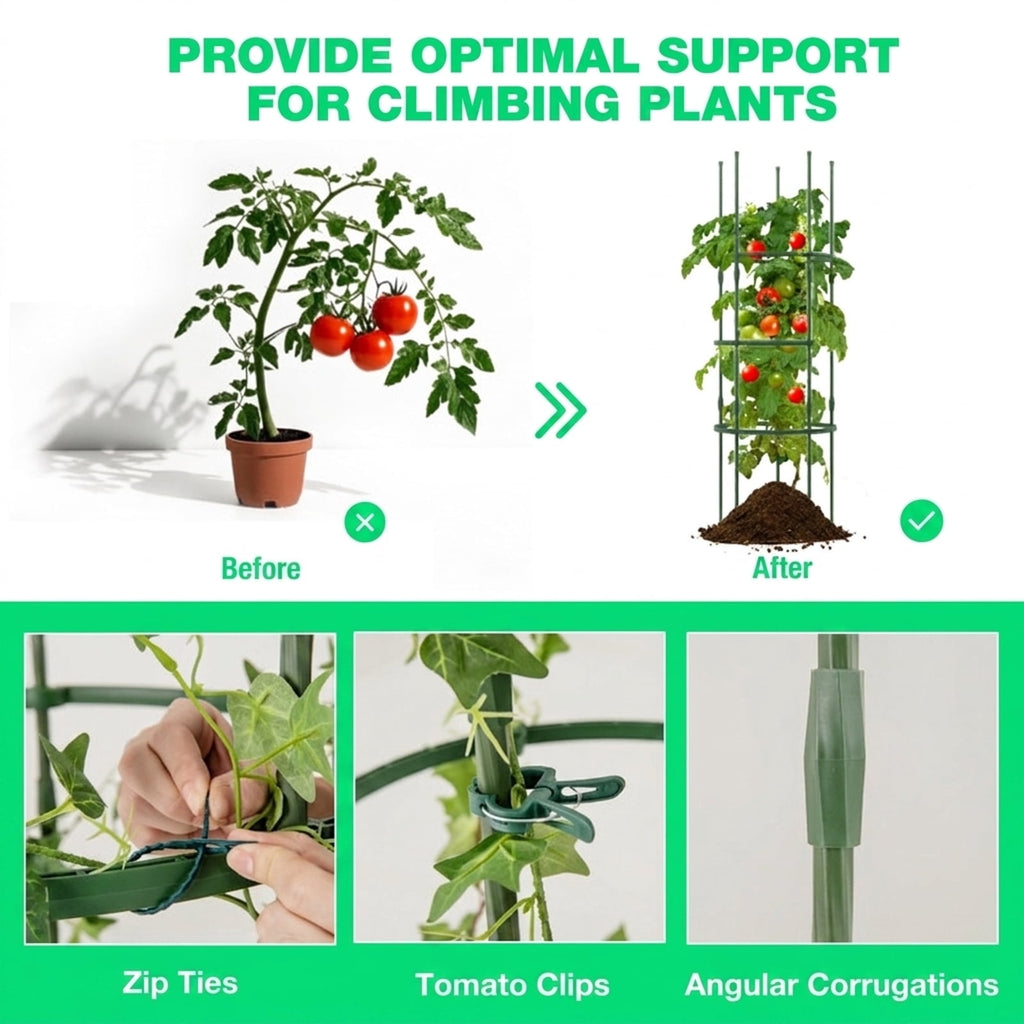 Biotree 3 Pack 60 inch Adjustable Tall Plant Support Trellis for Climbing Plants for Indoor Outdoor Patio Balcony Garden, Green