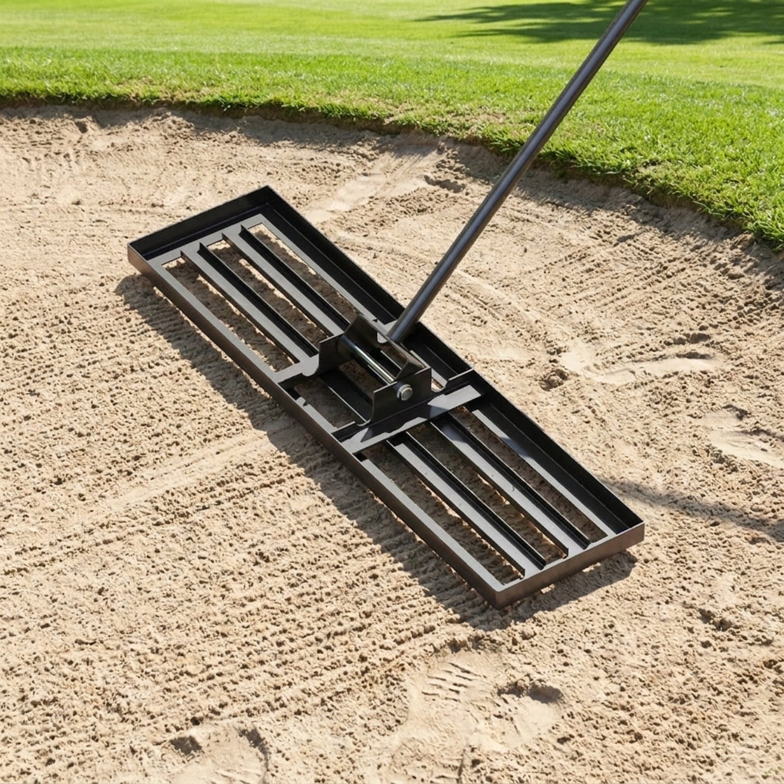 Biotree 36 x 10 Inch Lawn Leveling Rake with Ergonomic Handle for Lawn Garden Yard Soil Care, Black