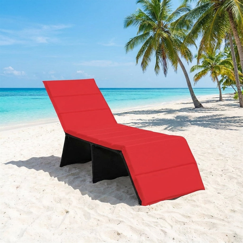 Biotree Patio Rattan Lounge Chair Back Adjustable Chaise Recliner with Cushioned Stackable Patio Chair for Garden BackyardRed