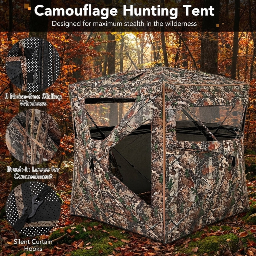 Biotree 5-in-1 Detachable Hunting Ground Blind for 2-3 People with Skylight Window for Deer Turkey Hunting