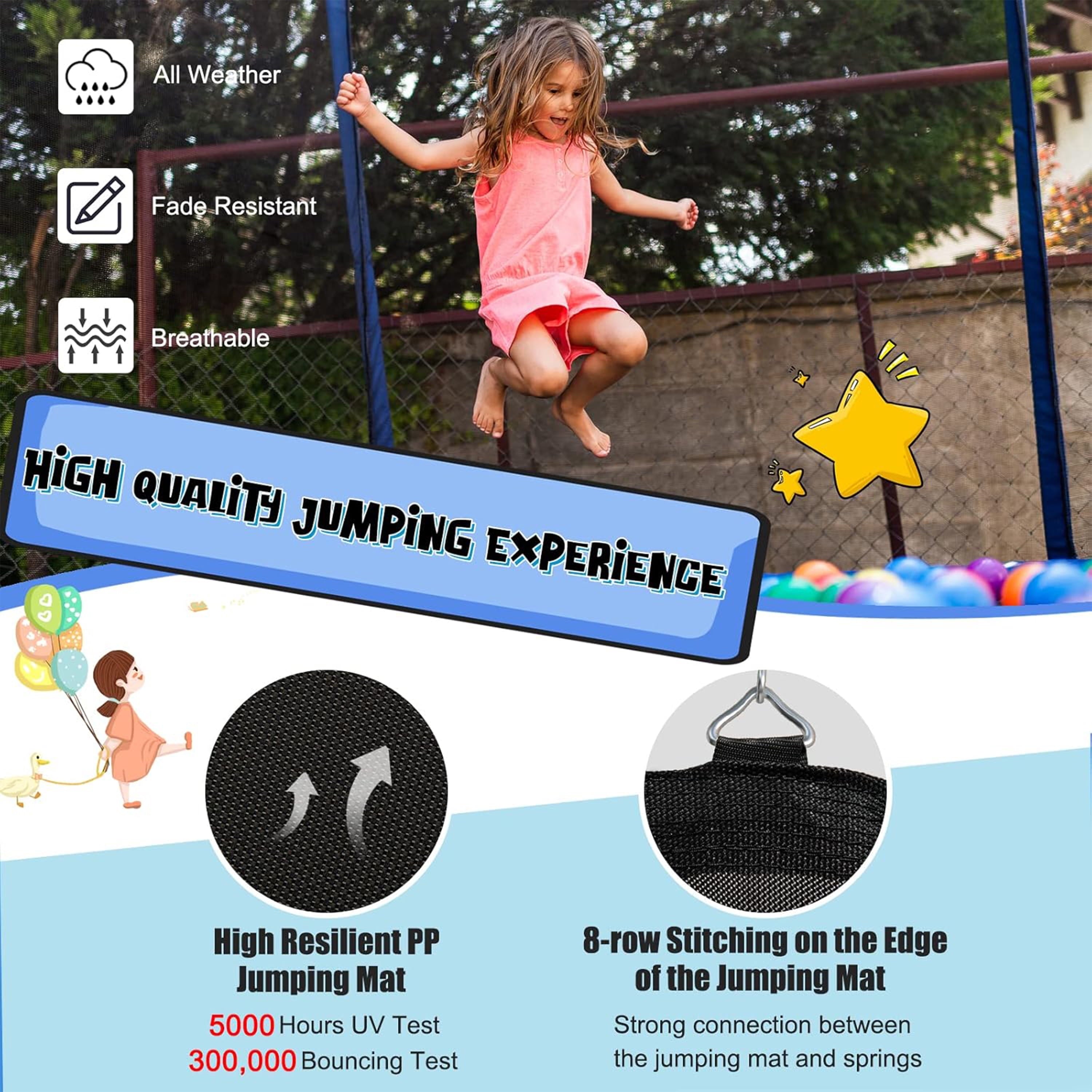 Biotree 16 FT Trampoline for Kids and Adults, Outdoor Trampoline with Basketball Hoop Safety Enclosure Net,Large Load Capacity Heavy-Duty Jumping Trampoline for Boys and Girls
