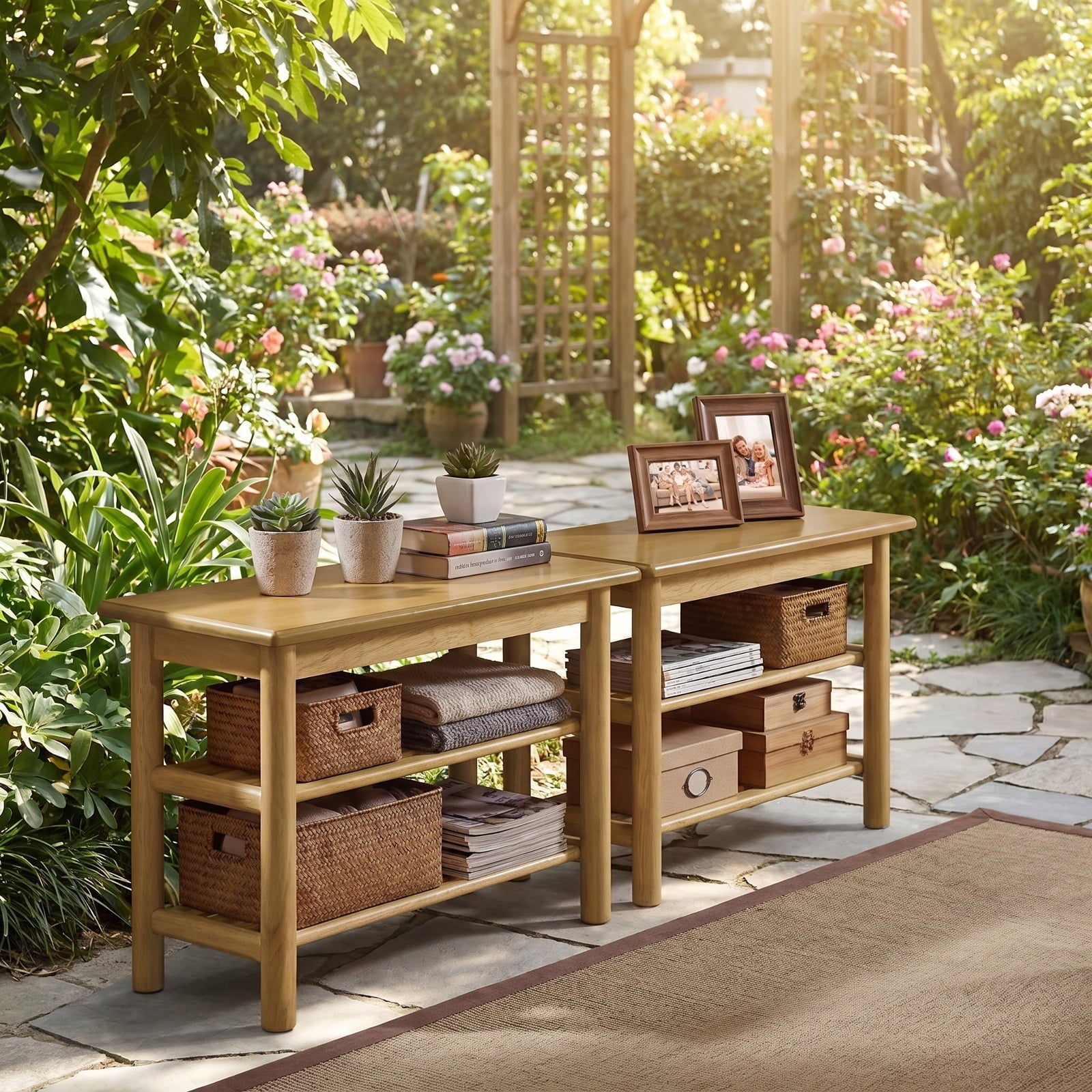 Biotree Acacia Wood Outdoor 48 Long Patio Dining Bench-1 Pieces Stackable Patio Chair for Garden BackyardNatural
