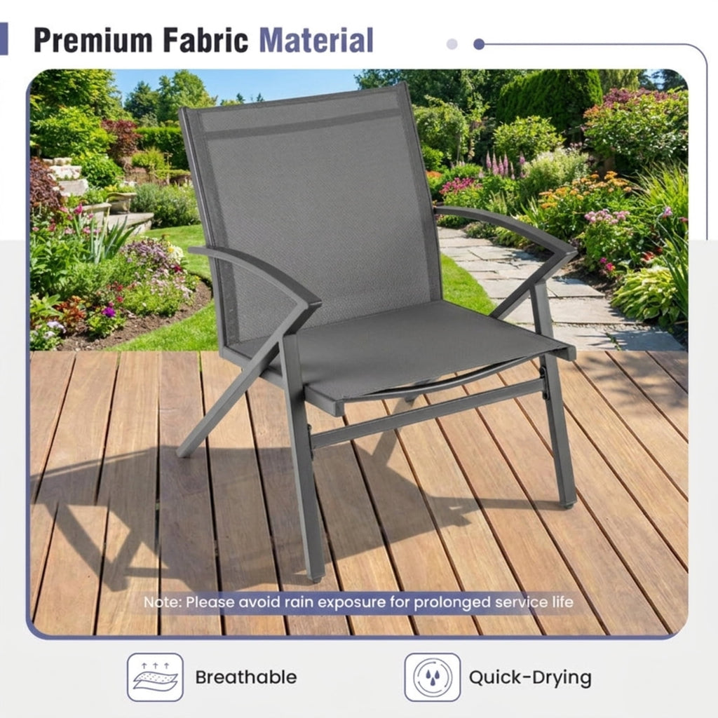 Biotree Patio Chairs Set of 2 Lawn Chairs with Heavy Duty Metal Frame Stackable Patio Chair for Garden BackyardGrey