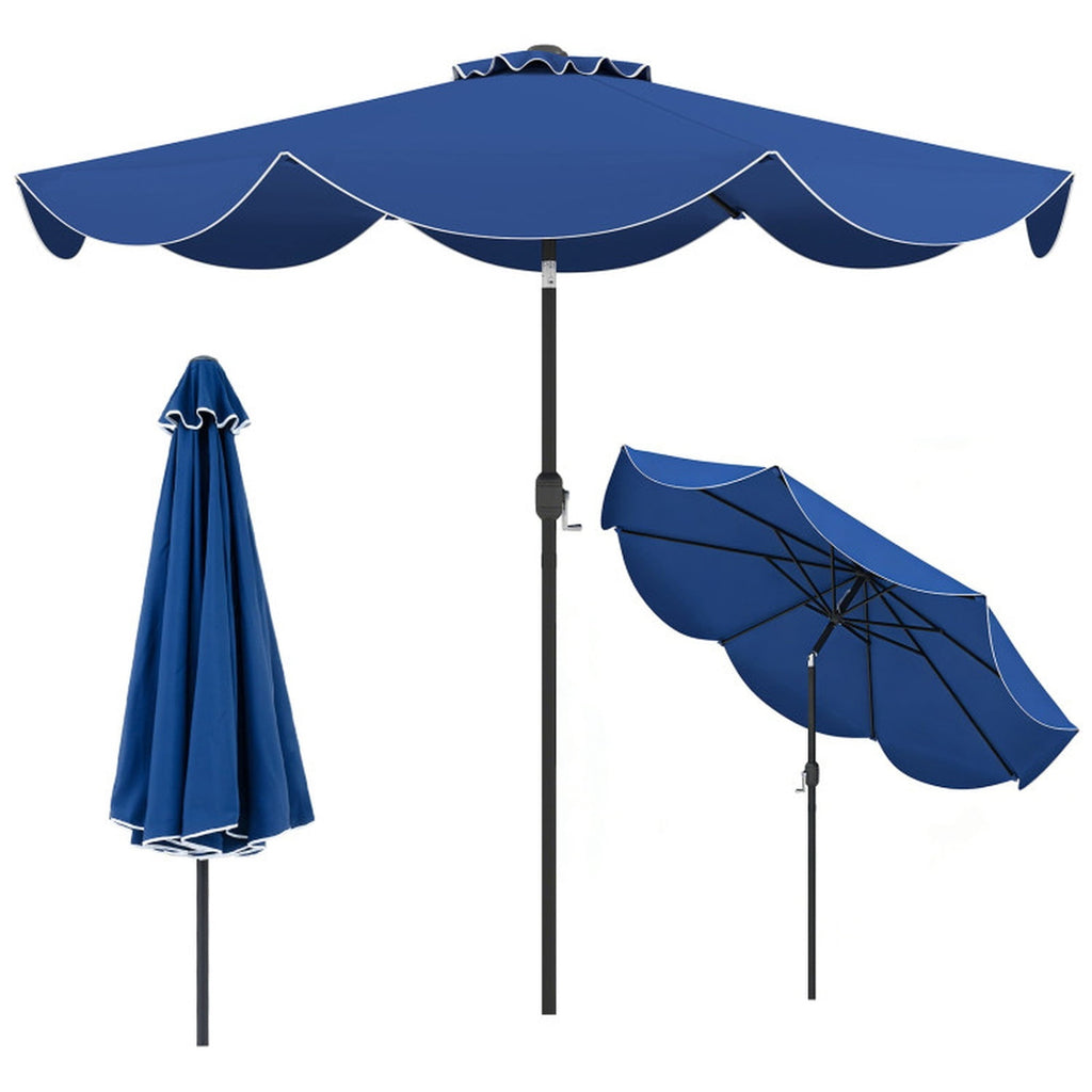 Biotree 9 ft Market Patio Umbrella with Crank and Tilt, 8 Sturdy Ribs, Vented Canopy - Navy Blue for Backyard