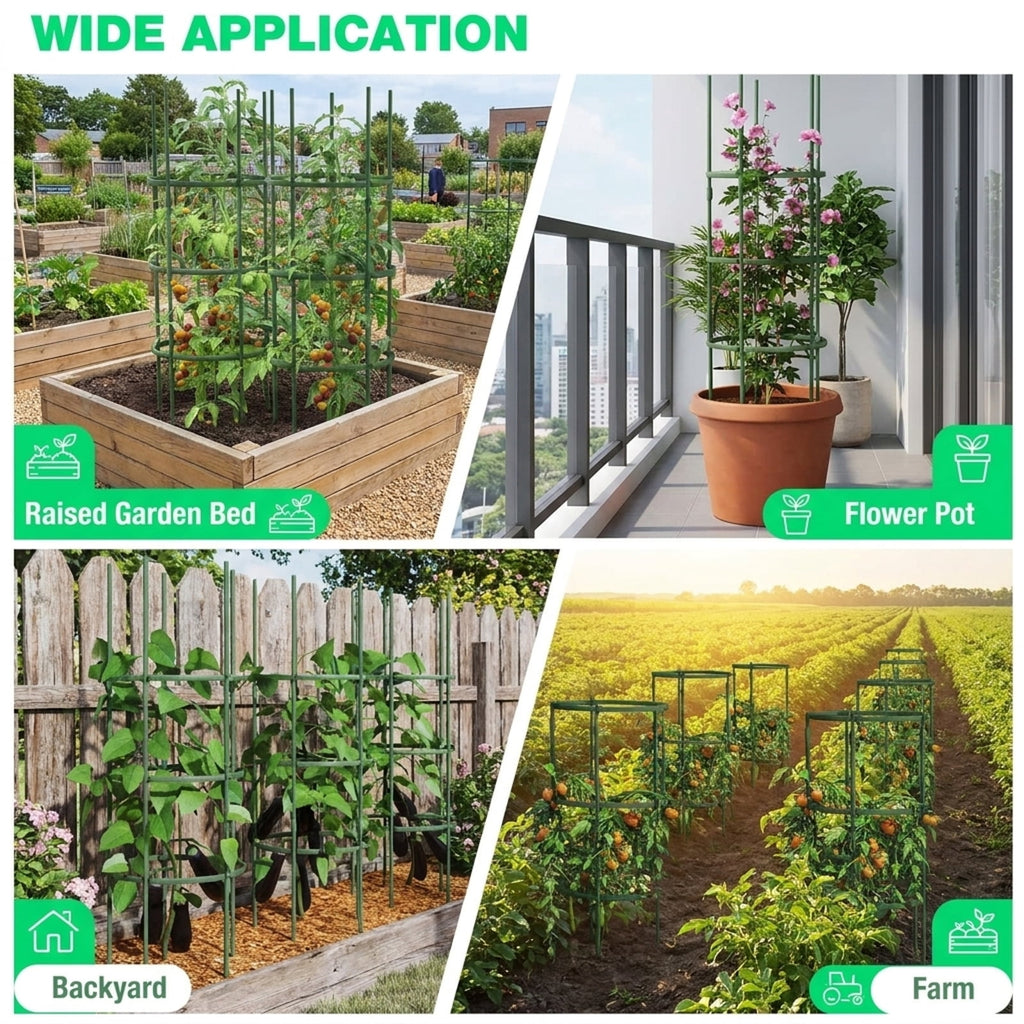 Biotree 3 Pack 60 inch Adjustable Tall Plant Support Trellis for Climbing Plants for Indoor Outdoor Patio Balcony Garden, Green