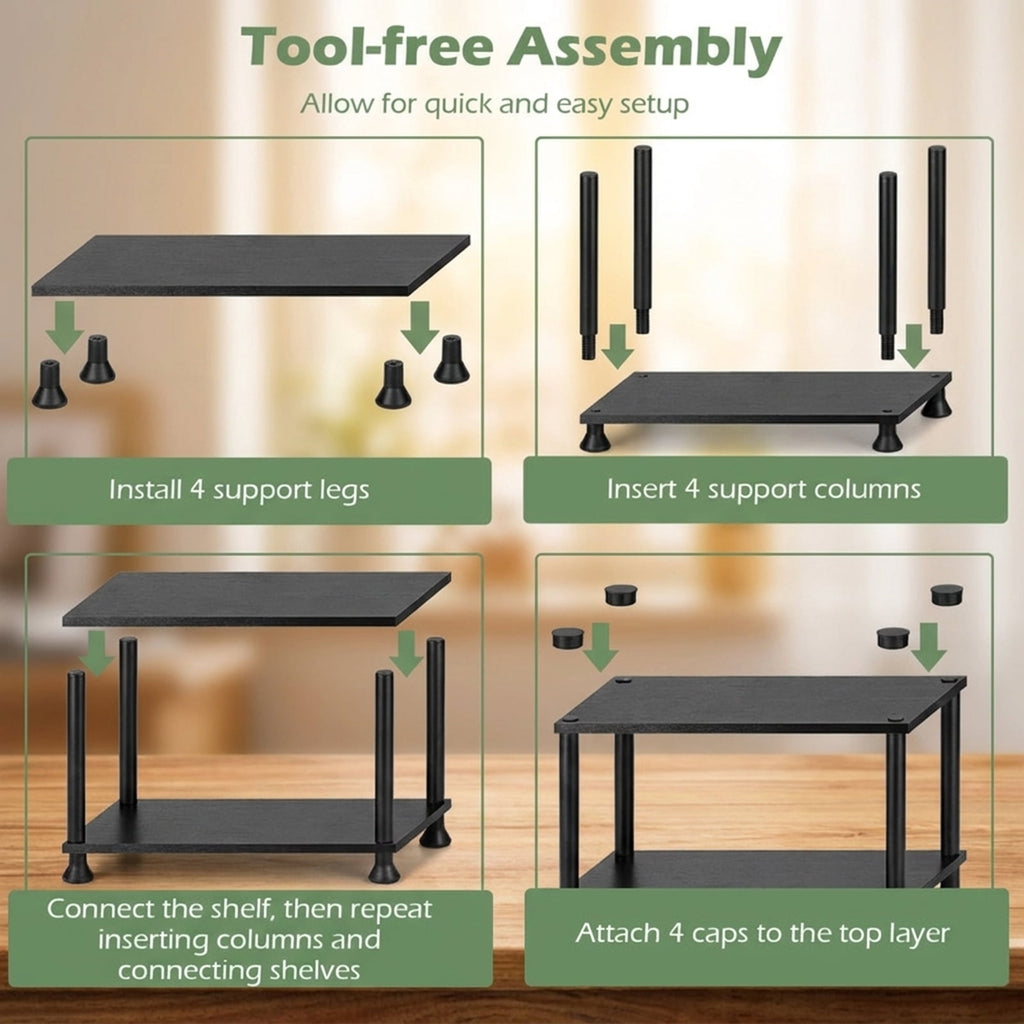 Biotree 4-Tier Heavy-Duty Plastic Storage Shelves Freestanding Garage Shelving Unit 400 lbs - Black