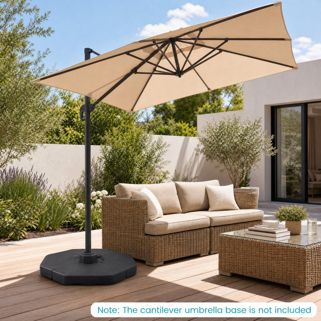 Biotree 4-Piece Fillable Cantilever Umbrella Base Weight, 41 x 41 Inch for Patio, Garden and Poolside, Black