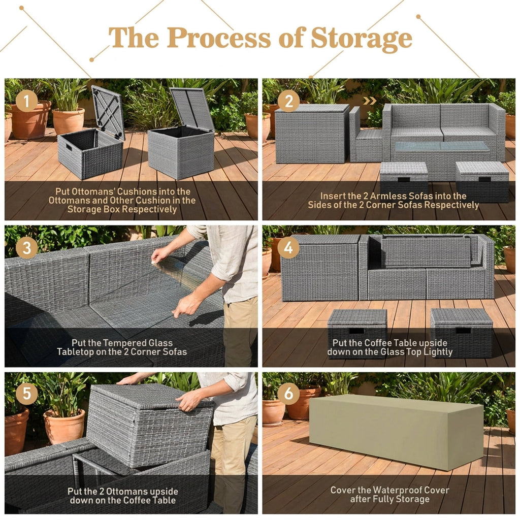 Biotree 3 Pieces Outdoor Furniture Set with Soft Seat Cushions Outdoor Conversation Set for Garden Backyard PorchGray
