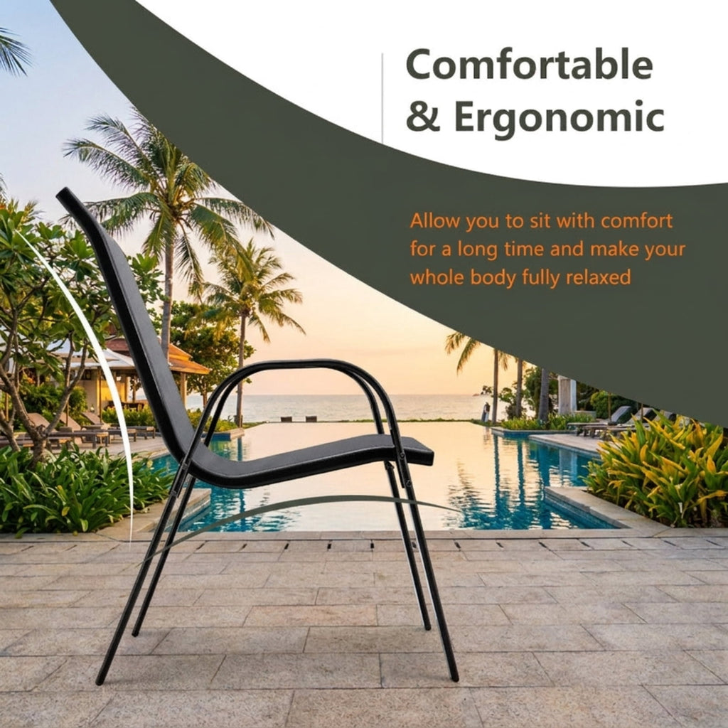 Biotree 4 Pieces Stackable Patio Dining Chairs Set with Armrest Stackable Patio Chair for Garden BackyardGray