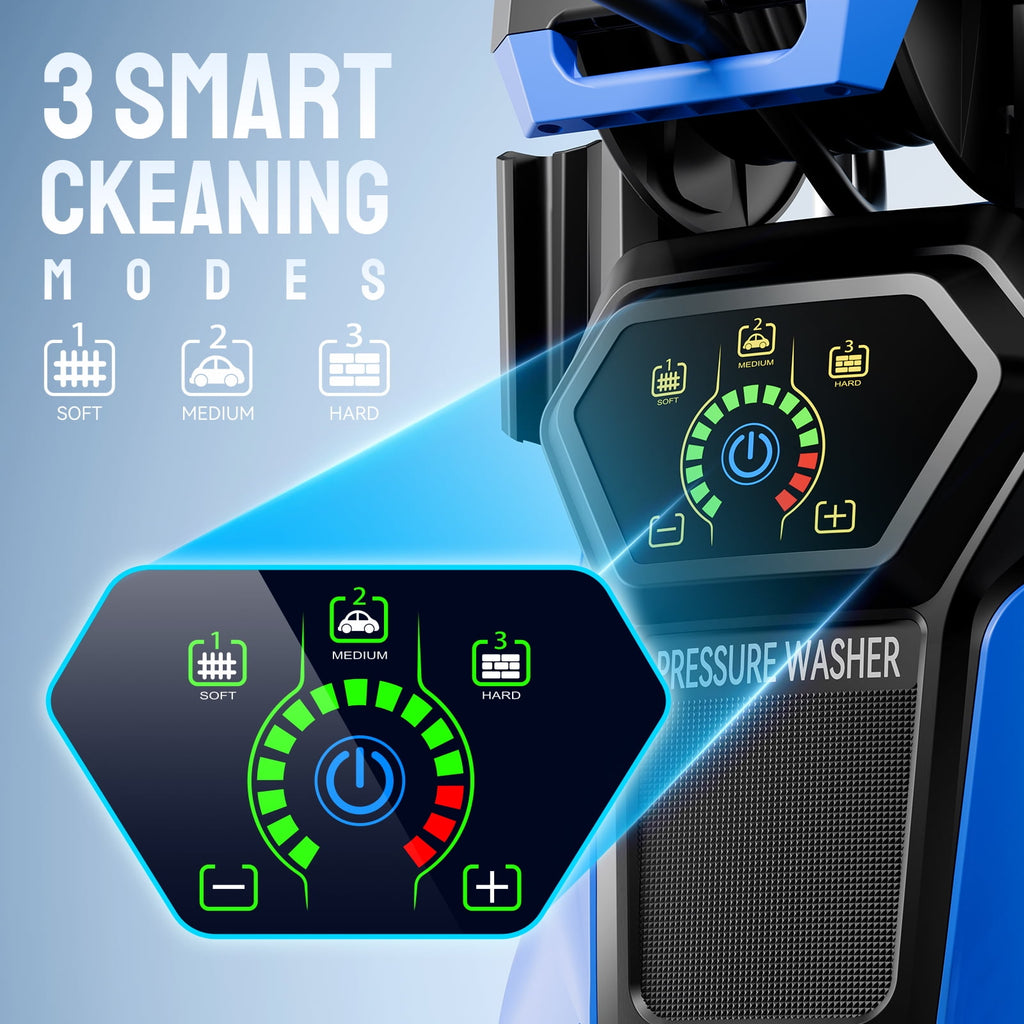 Biotree 5000 PSI Electric Pressure Washer 3.2 GPM Power Washer with Adjustable Pressure Control Panel ,Foam Cannon, 4 Spray Nozzles for Car Driveway Patio Home Cleaning, Blue