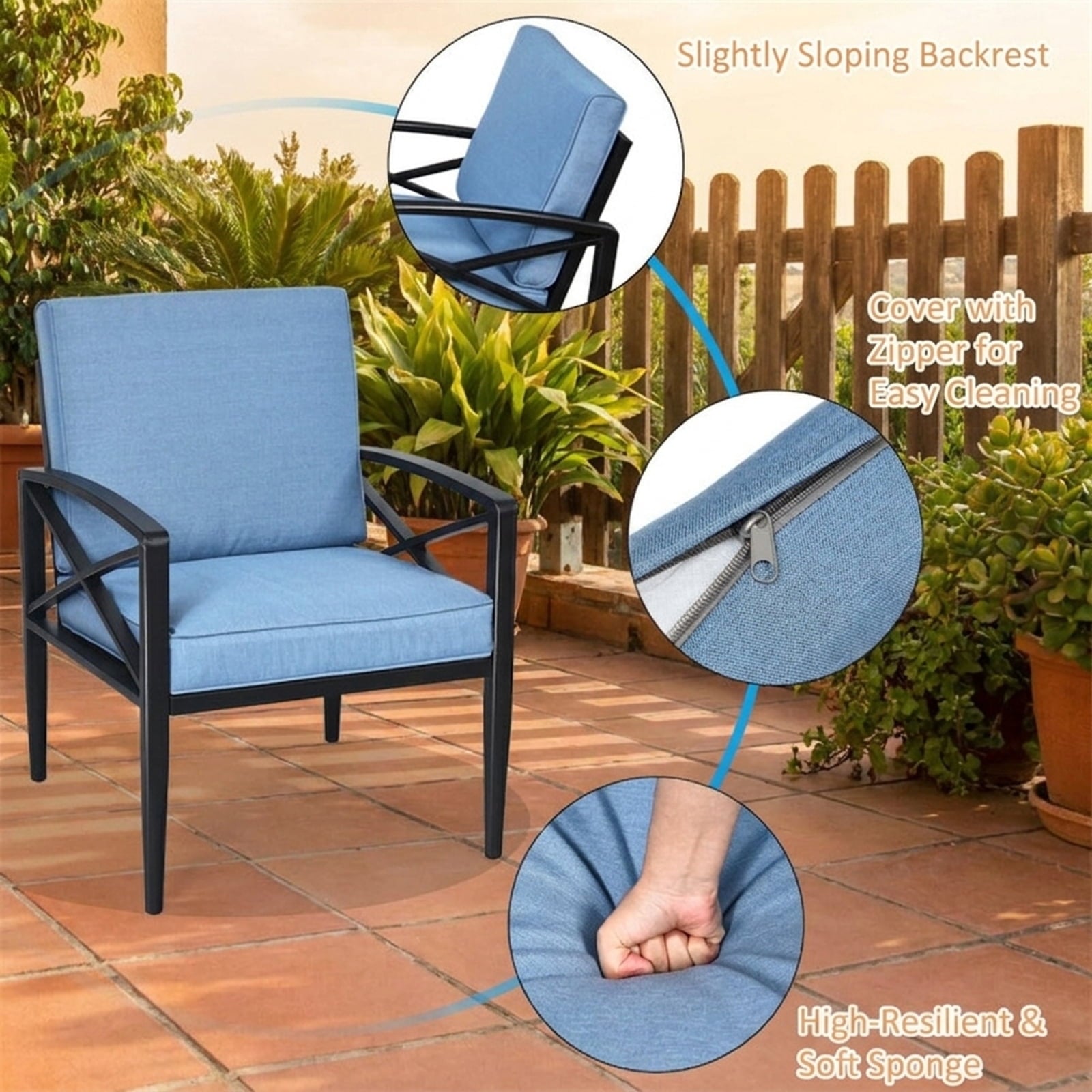 Biotree HDPE Patio Chair with Armrest and Footrest for Indoor Outdoor Stackable Patio Chair for Garden BackyardBrown