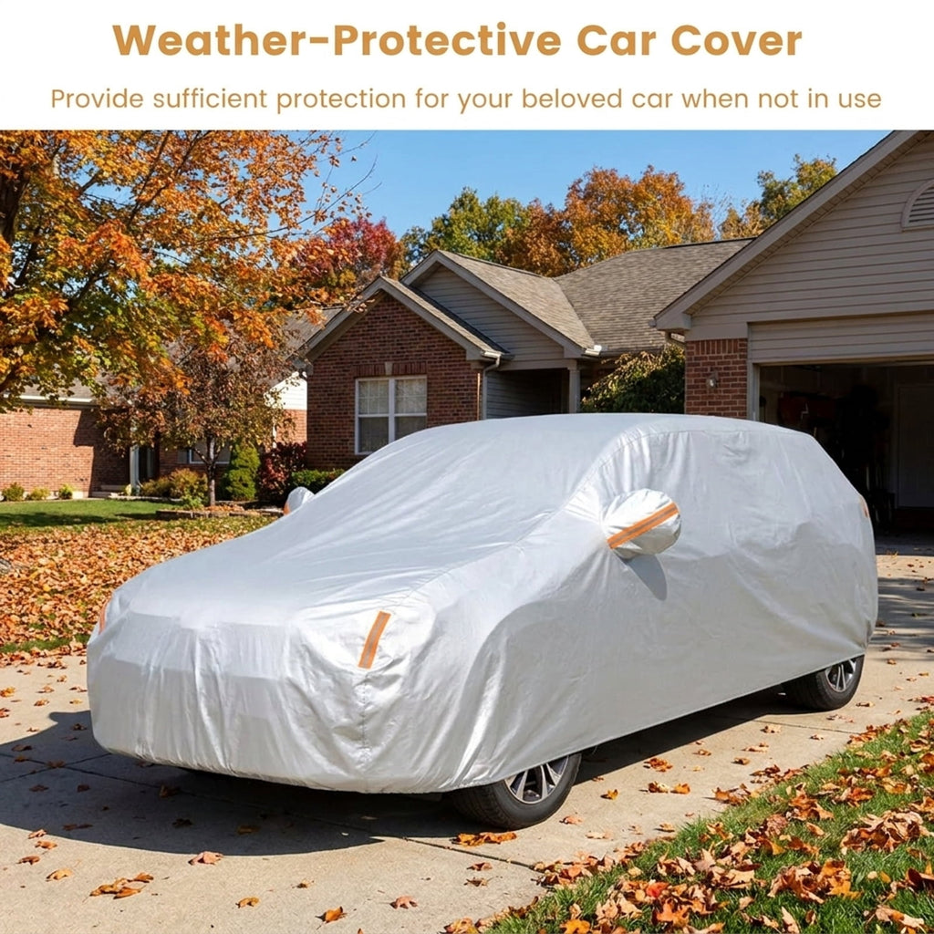 Biotree 200 Inch Car Cover Waterproof UV Protection All-Weather Full Cover Large SUV Universal Fit - Silver