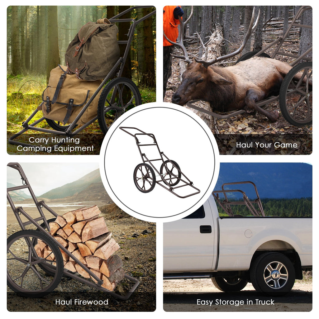 Biotree Larger Capacity Folding Deer Game Cart with Wheels Heavy Duty Hunting Cart for Hauling Deer Elk Game, Camouflage
