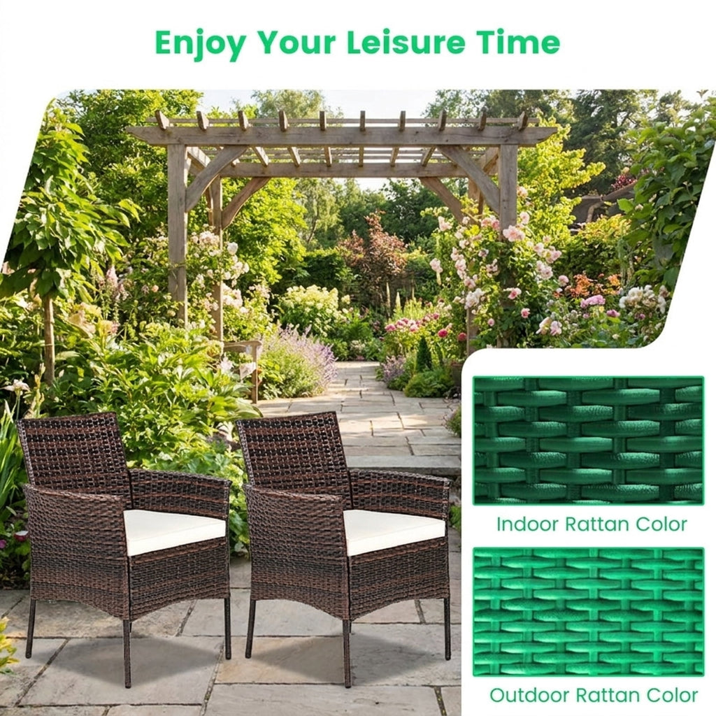 Biotree 2 Pieces Outdoor PE Rattan Armchairs with Removable Cushions Stackable Patio Chair for Garden BackyardMix brown