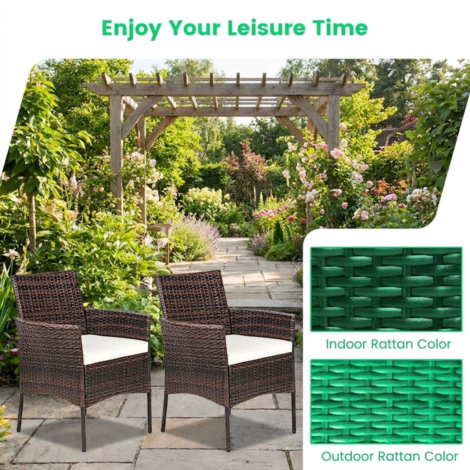 Biotree 2 Pieces Outdoor PE Rattan Armchairs with Removable Cushions Stackable Patio Chair for Garden BackyardMix brown
