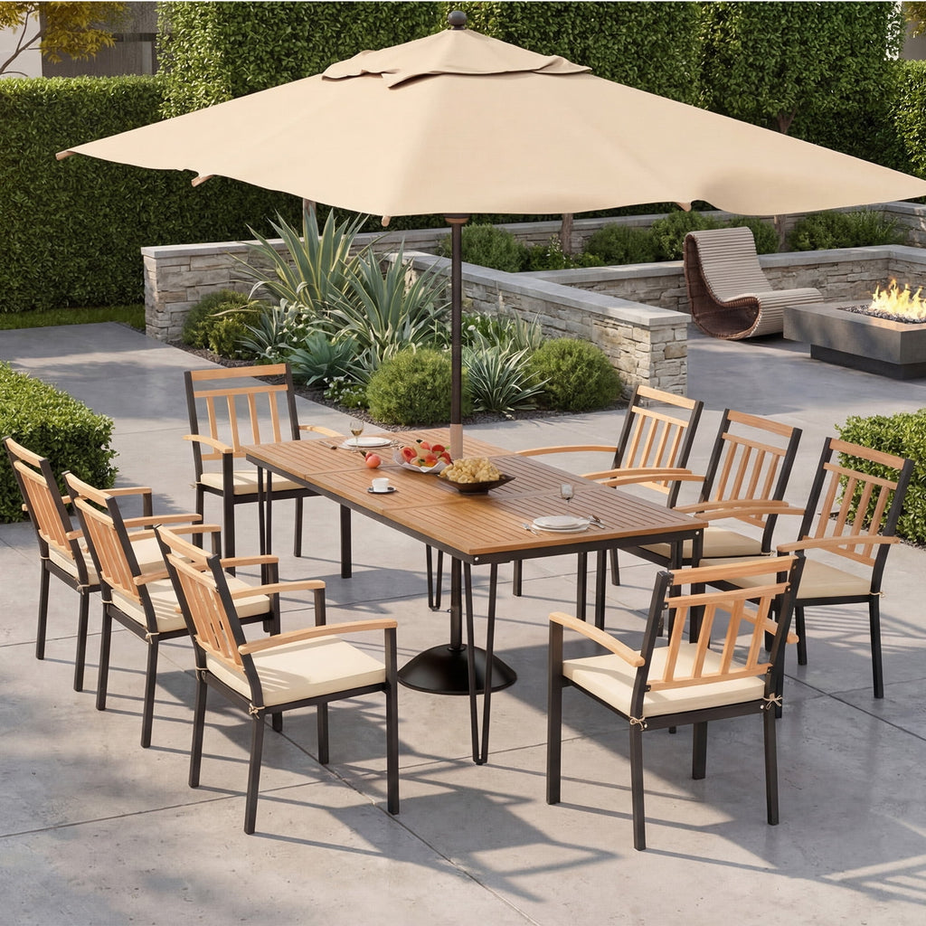 Biotree 9-Piece Patio Dining Set Acacia Table and 24 In Chairs