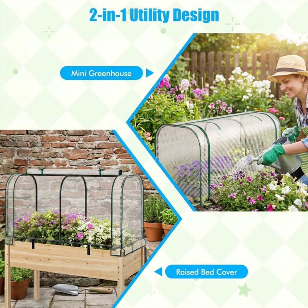 Biotree Mini Tunnel Greenhouse with Roll-up Zipper Door for Outdoor Garden Backyard Patio Vegetables Flowers, White