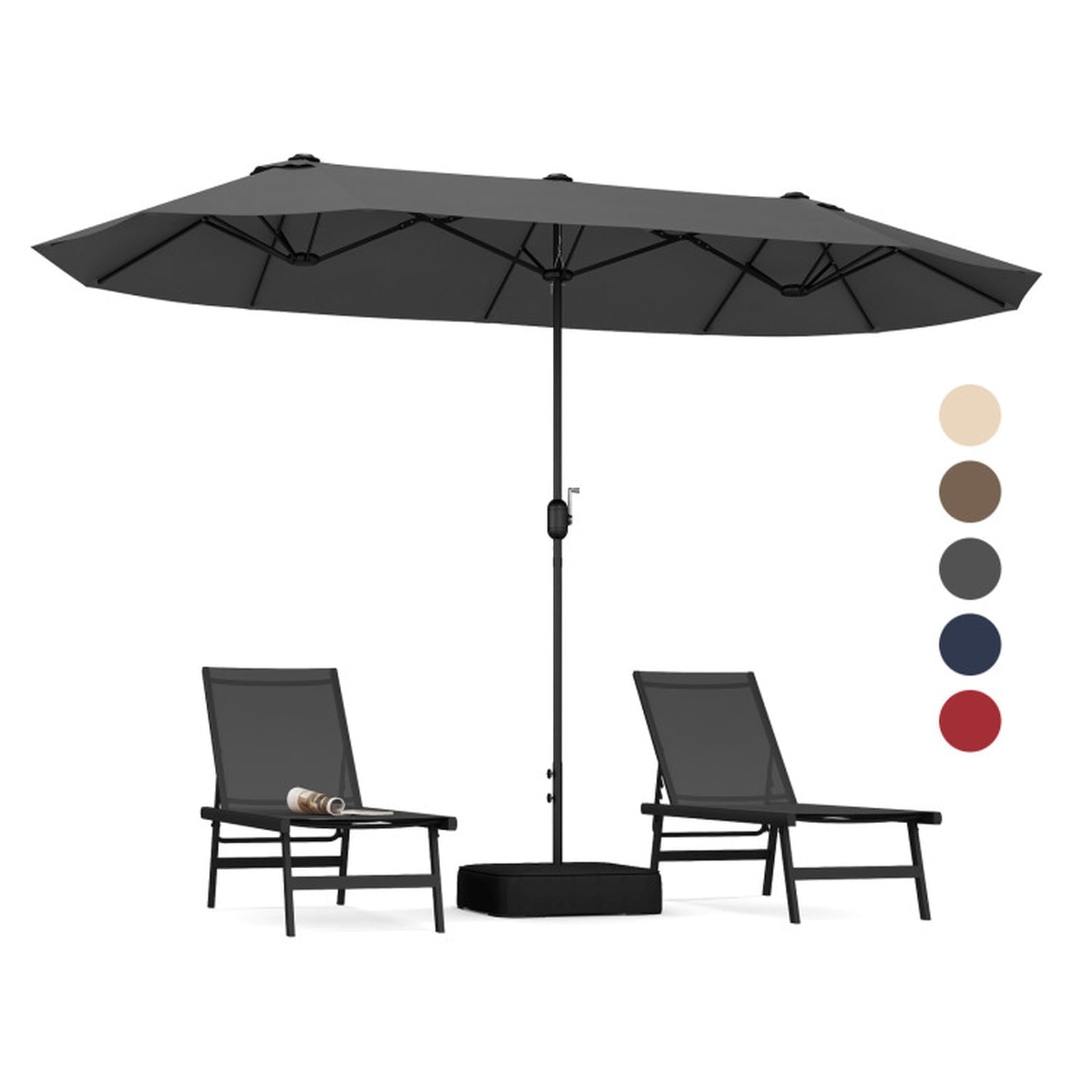 Biotree 13 ft Double-Sided Twin Patio Umbrella Crank Tilt Outdoor Shade - Gray - UV Protection with Cross Base