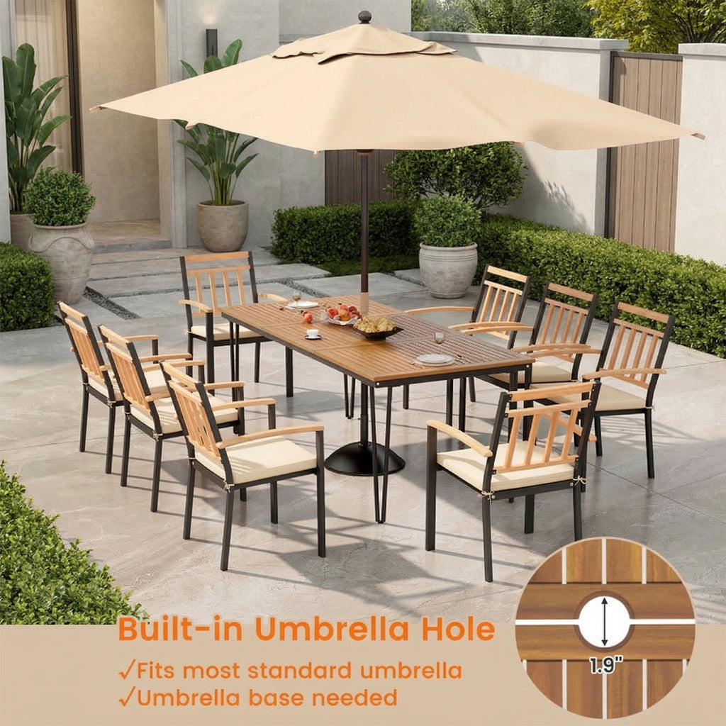Biotree 9-Piece Patio Dining Set Acacia Table and 24 In Chairs