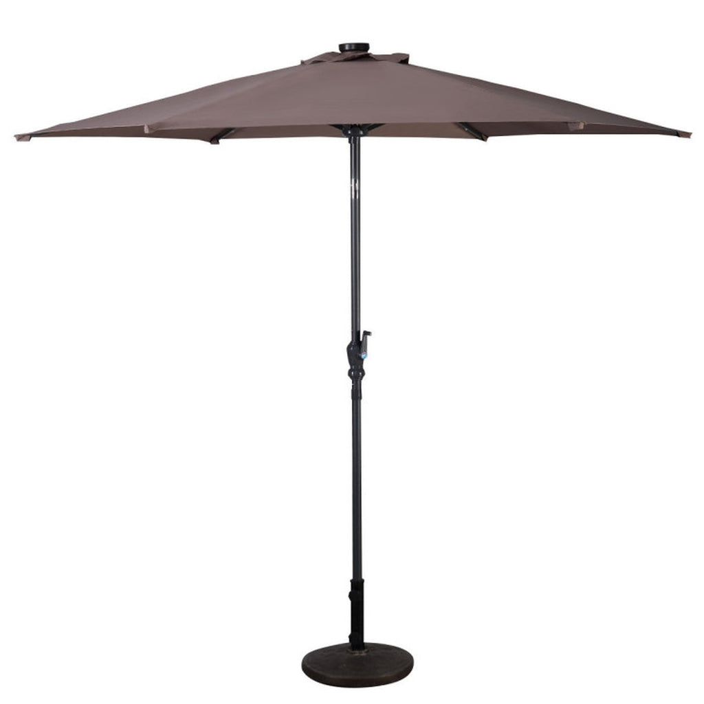Biotree 9 ft Solar LED Market Patio Umbrella with Crank and Tilt, 6 Sturdy Ribs, Vented Canopy - Blue