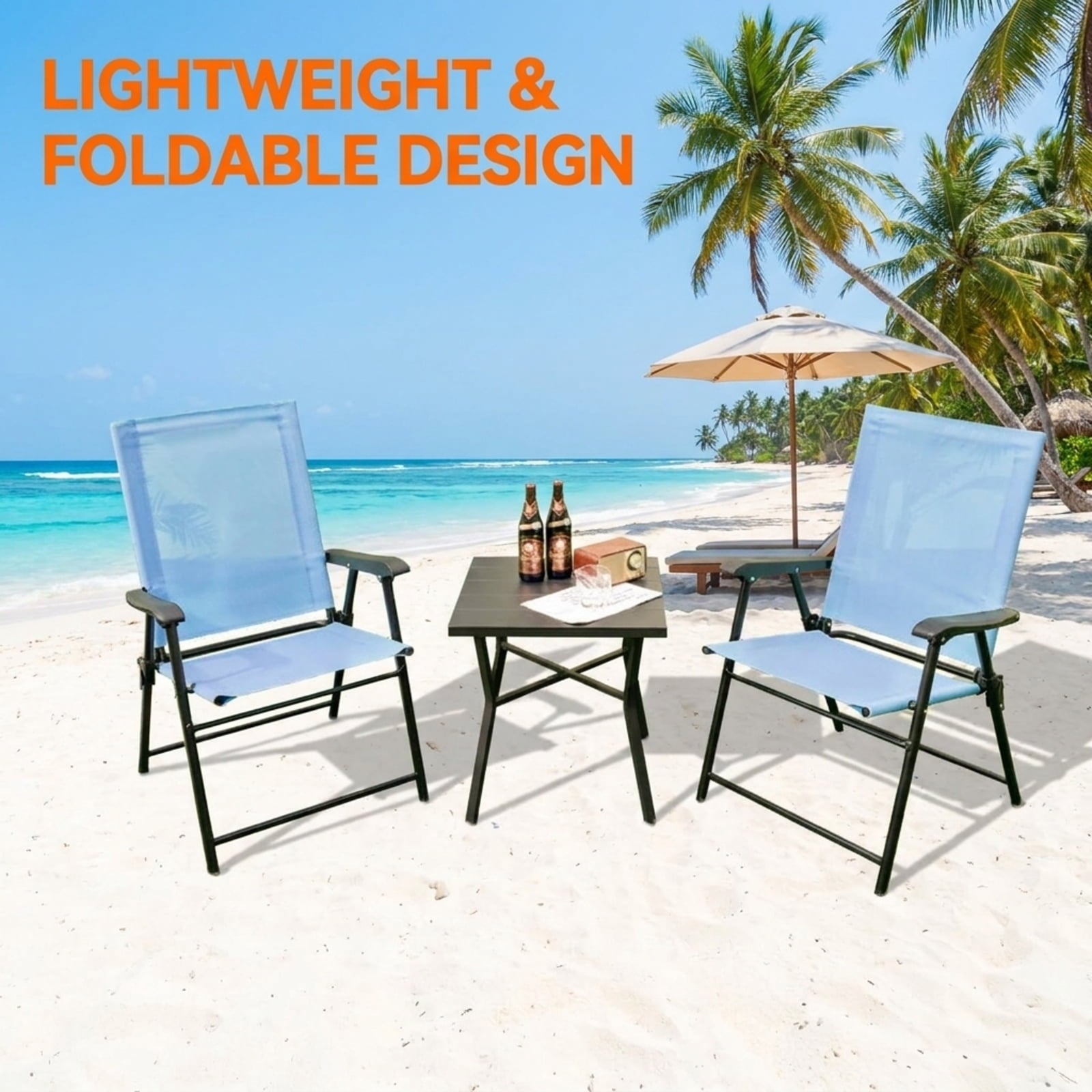 Biotree 2 Set of Patio Dining Chair with Armrests and Metal Frame Stackable Patio Chair for Garden BackyardBlue