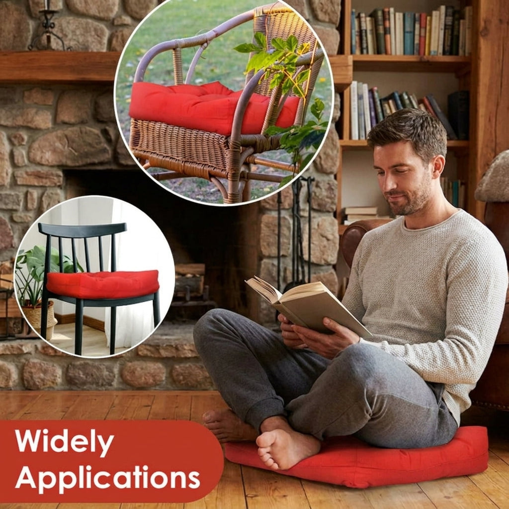 Biotree 21 Inch X 21 Inch Patio Chair Seat Cushion Pads for Indoor and Outdoor Comfortable Patio Chair Cushion PadRed