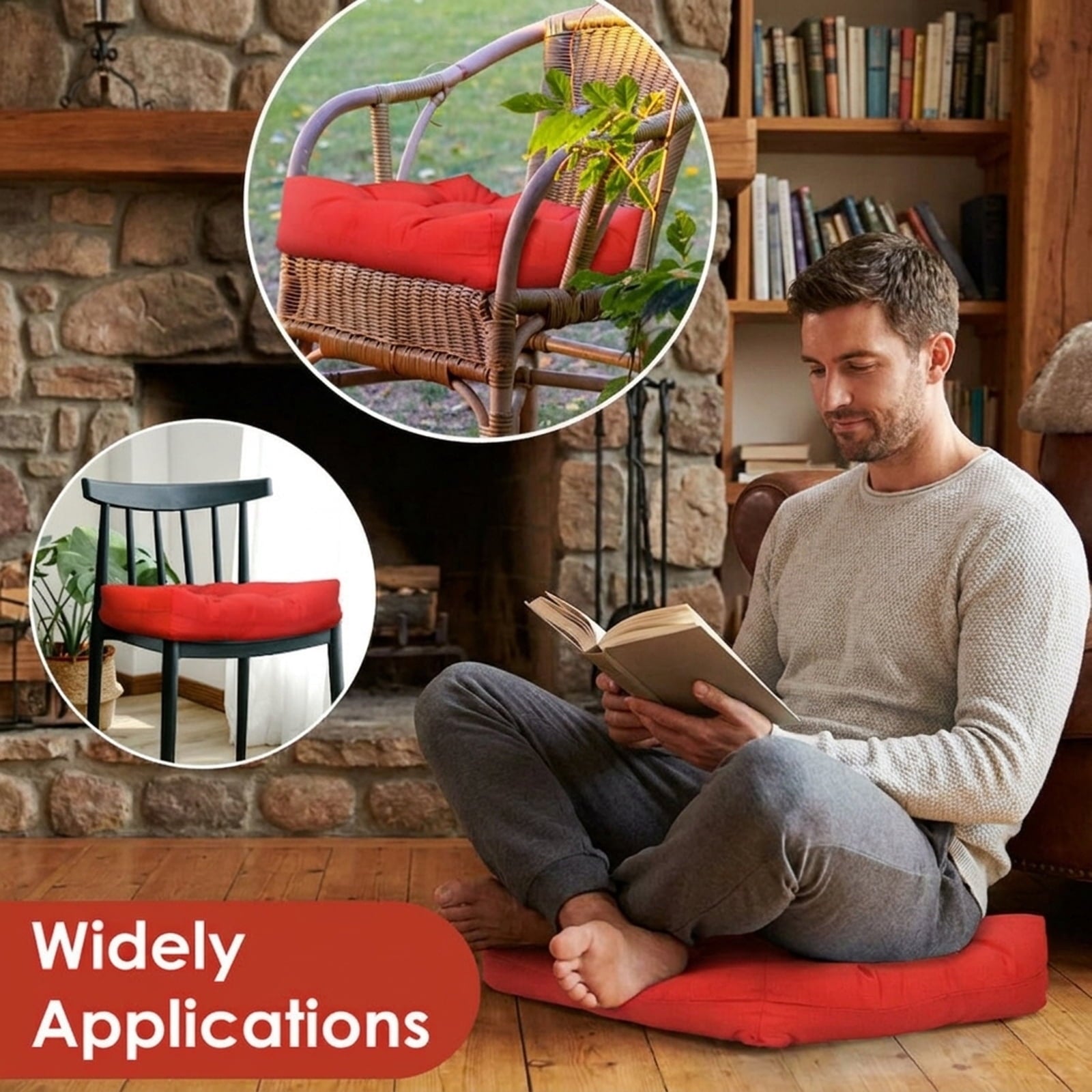 Biotree 21 Inch X 21 Inch Patio Chair Seat Cushion Pads for Indoor and Outdoor Comfortable Patio Chair Cushion PadRed