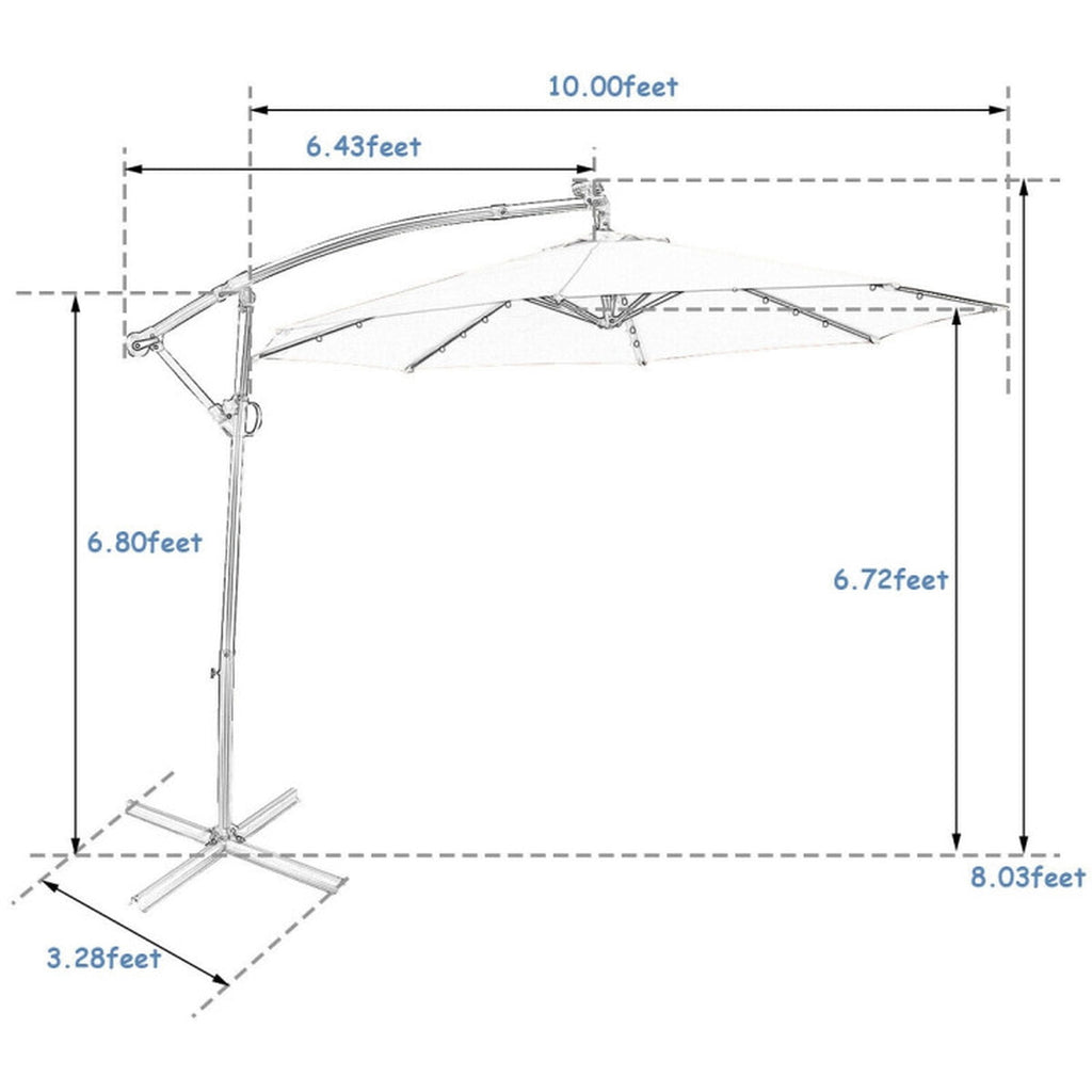 Biotree 10 ft 360¡ã Rotation Solar Powered LED Patio Offset Umbrella-Blue Outdoor Backyard Hanging Deck