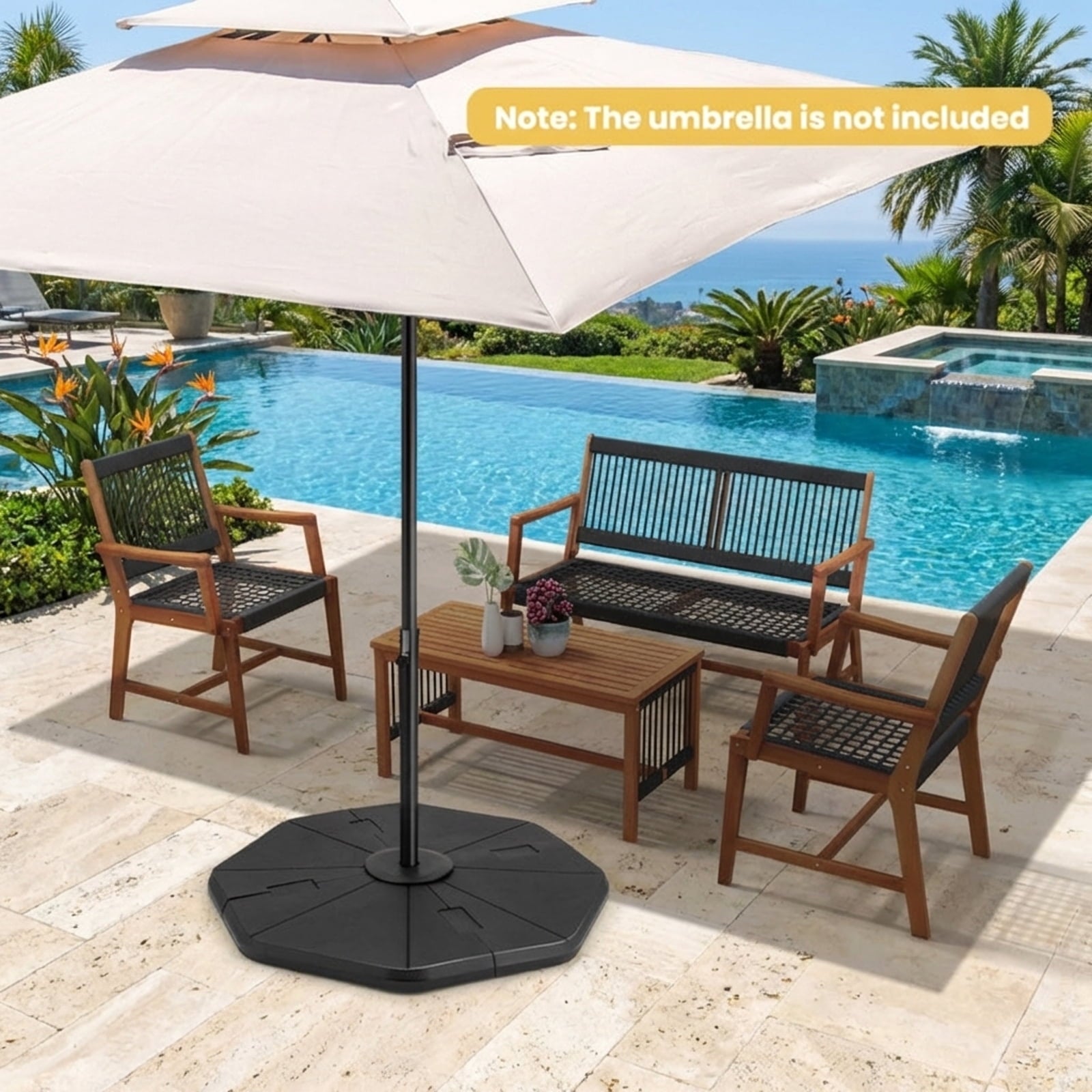 Biotree 4-Piece Fillable Umbrella Base Stand for Garden Yard Poolside - Heavy Duty Outdoor Patio Stand