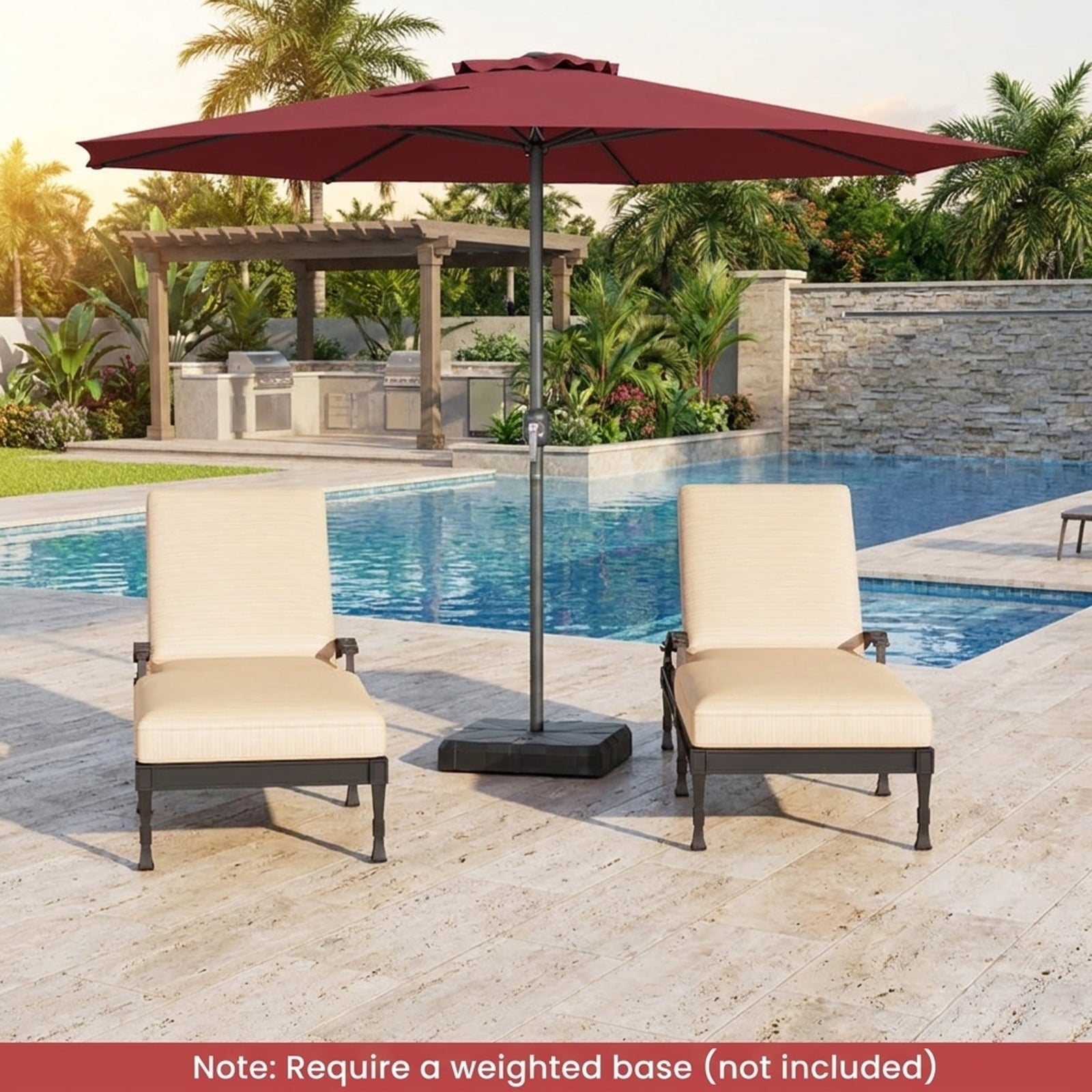 Biotree 12 ft Market Patio Umbrella with Crank and Tilt, 8 Sturdy Ribs, Vented Canopy - Red for Backyard