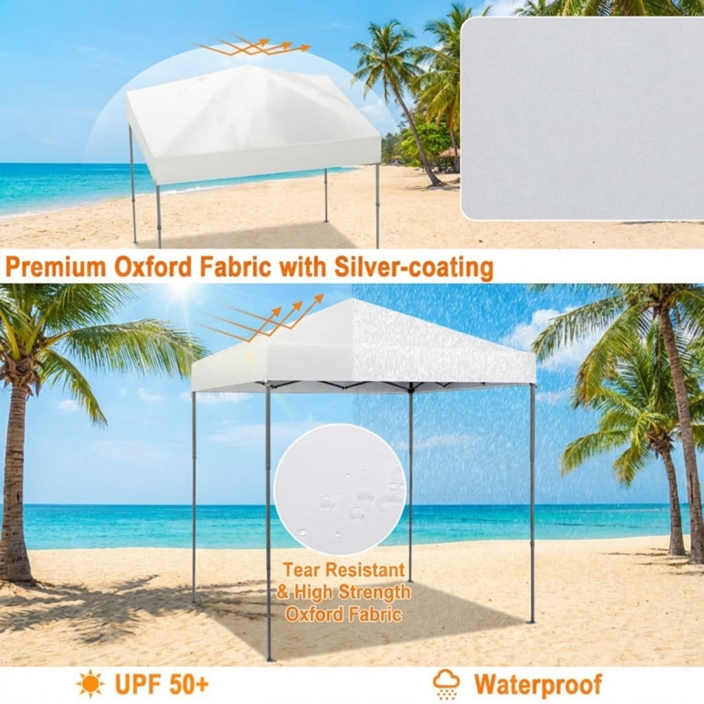 Biotree 6.6 x 6.6 Feet Outdoor Pop-up Canopy Tent with UPF 50+ Sun Protection and Carry Bag, Instant Sun Shelter for Beach Camping Park Backyard, White