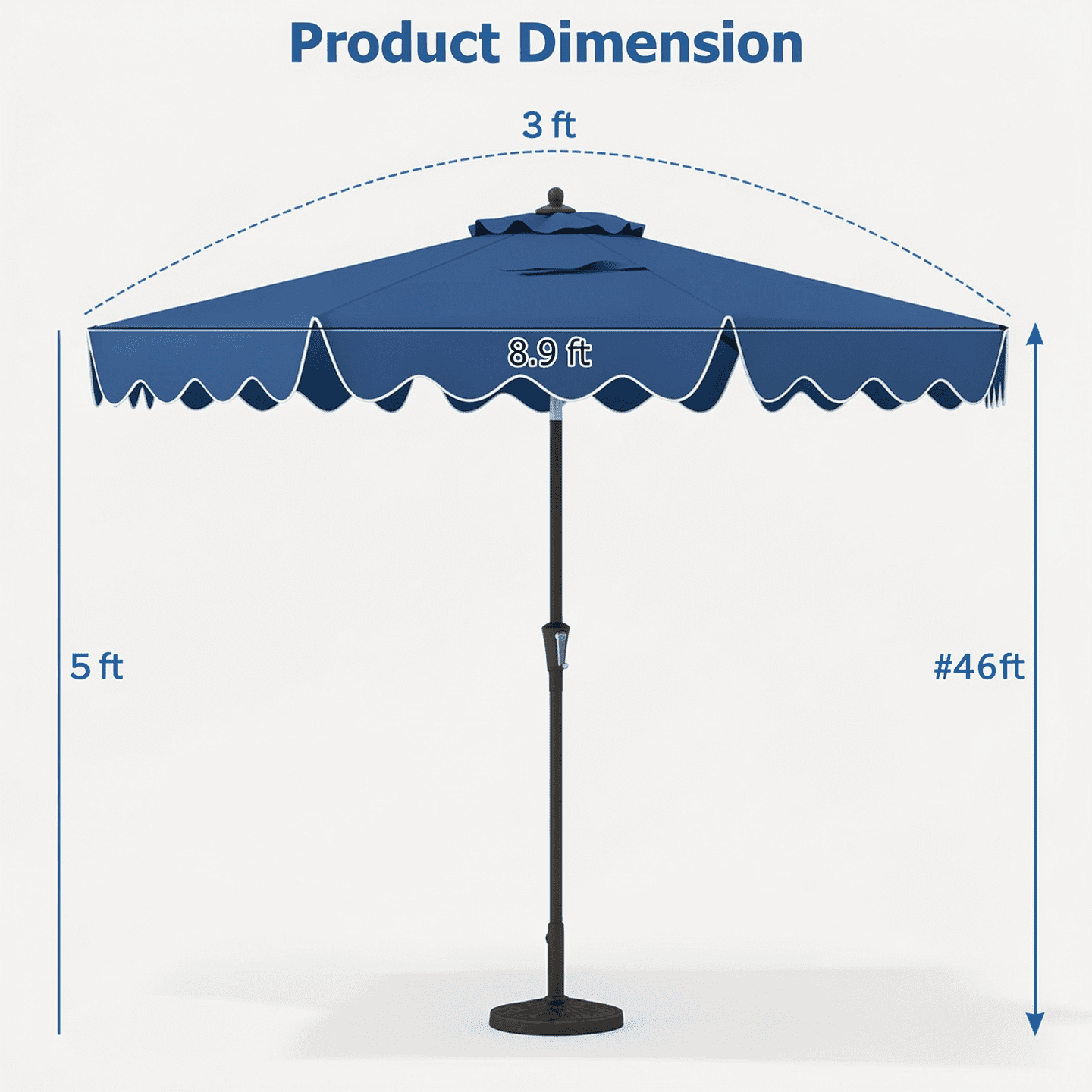 Biotree 9 Feet Patio Umbrella with Crank Handle and Push Button Tilt-Navy Navy Blue - Outdoor Patio Garden Sun Shade