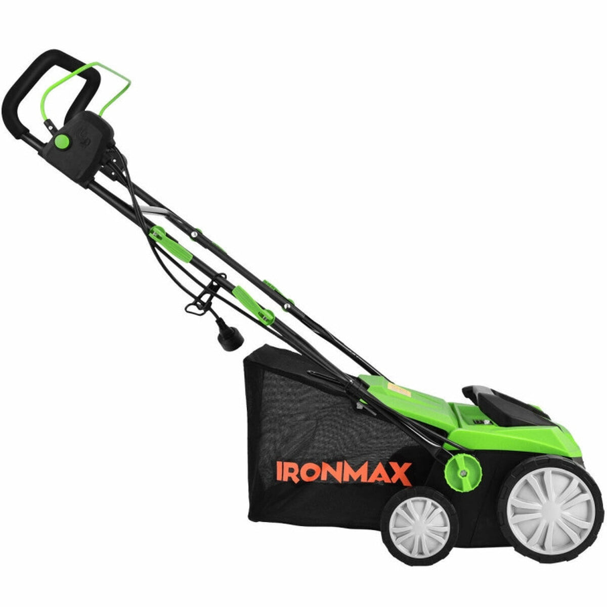 Biotree 15" 13 Amp Electric Lawn Dethatcher Scarifier, Corded Lawn Rake with 4-Position Height Adjustment, Removable Blades and 50L Collection Bag for Lawn Care Yard Renovation Green