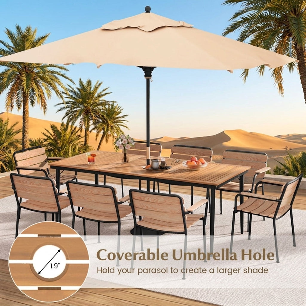 Biotree 79 Inch Acacia Wood Outdoor Dining Table for 8 with 1.9 Inch Umbrella Hole, Natural