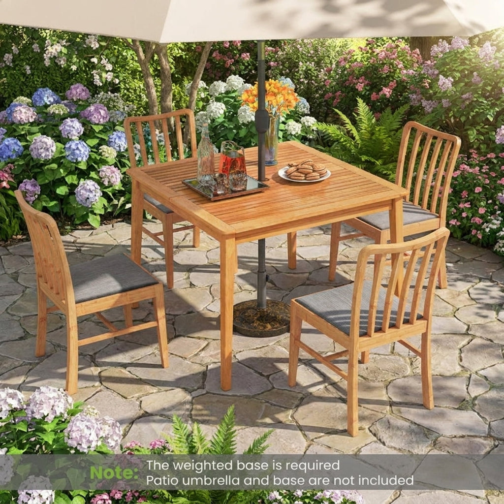 Biotree 40 Inch Acacia Wood Dining Square Bistro Table with 1.96 Inch Umbrella Hole, Natural